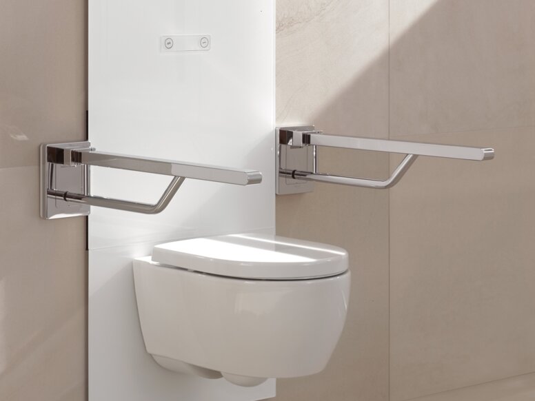 HEWI WC-module s50 In hoogte verstelbare WC-module met opklapbare steungreep